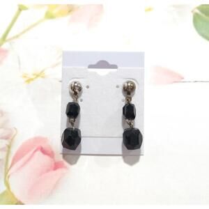 Earrings Womens Dangle Black Metallic Stud Beaded Faceted Beads Statement Modern